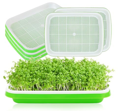 SKIKHN 5 Stück Keimschalen für Sprossen,32.5x23.5x4.5cm Kresse Anzuchtschalen,Seed Sprouter Tray Keimschale,Kresse anzuchtschalen Keimung,für Anzucht von Mungbohnen Alfalfa Weizengras
