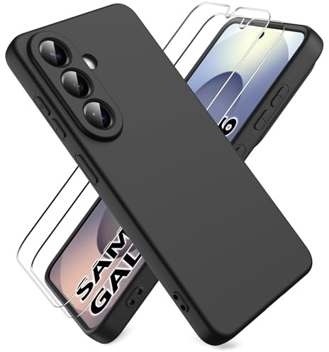Ikziwreo Funda para Samsung Galaxy S26 5G, 2 Pack Protector de Pantalla de Vidrio Templado, Carcasa Antigolpes Protección Gel Ultra Suave Funda Samsung S26 - Negro