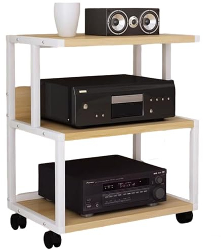 Soportes para Altavoces de Audio domésticos Muebles para Equipos de Cine en casa Muebles audiovisuales de Alta fidelidad para componentes estéreo Consolas de Videojuegos CD Salón(Blanco)
