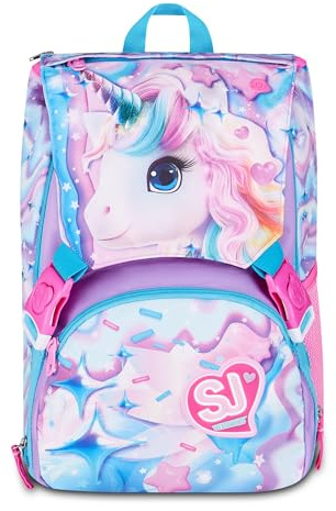 SJ GANG STYLE JAM GANG Zaino Scuola Estensibile Big LED UNICORN GIRL, Rosa, 24 L, Zip laterali, Dispositivo luminoso led su pattina, Tasca portaborraccia, Scuola elementare e media, Bambina, Ragazza