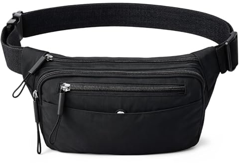 Vyuwast Black Bum Bag Bumbag for Men Women 4 Zip Pockets