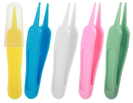 5 Pezzi, Pinzette per lavaggi nasali neonato e pulizia naso neonato, con punte arrotondate e cappucci protettivi, igiene quotidiana e cura del bambino, alternativa alla pompetta nasale neonati