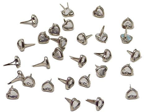 Syntego Mini-Kristall-Herz Brads für Basteln & Scrapbooking-Stifte 6 mm Packung mit 100 (Silber)