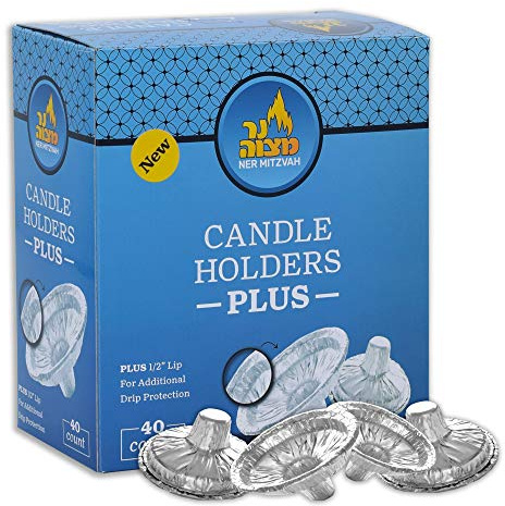 Candle Holders Plus - Deeper than Regular - Heavy Duty Aluminum Protector Bobeches, Drip Guard Candlestick Liner Inserts - 40 Count - by Ner Mitzvah