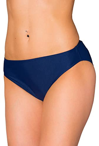 Aquarti Slip Bikini Donna Vita Media – Slip Costume Donna in Tinta Unita con Taglio Classico, Blu Scuro, 46
