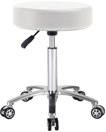 Antlu Rollhocker Höhenverstellbar Hocker Mit Rollen Drehhocker Arbeitshocker Bürohocker Sitzhocker (weißen)