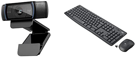 Logitech Webcam C920 HD Pro, Petite, Agile, Réglable, Vidéo Full HD 1080p, Gaming Streaming + Logitech MK295 Ensemble Souris Clavier sans Fil, Récepteur USB Nano, Clavier AZERTY Français - Noir