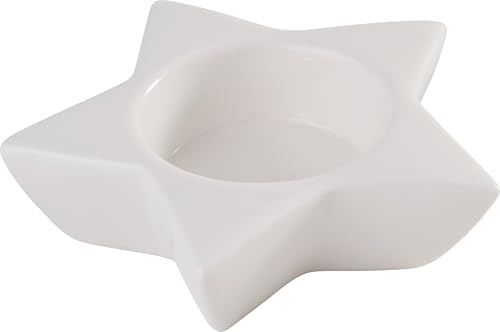 VBS Porzellan Teelichthalter Stern glasiert 10 cm Durchmesser 4.5 cm innen Höhe 3 cm ideal für Weihnachten dekorativer Kerzenhalter aus Porzellan