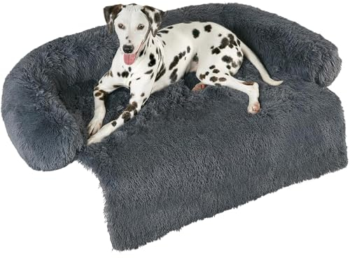 Hundedecke Waschbar, Hundebett Couch für Sofaschutz Hund und Kofferraumschutz, Plüsch Hundematte mit Reißverschluss, Wasserfeste Rutschfester Unterseite, für Grosse kleine Hunde (XL, Dunkelgrau)