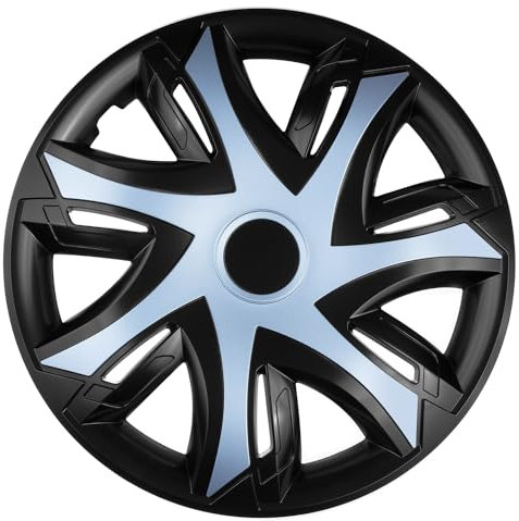 NRM N-Power Tapacubos para Llantas de Acero Embellecedores de Rueda Bicolor Juego de 4 para Vehículo KFZ Plástico ABS (Azul/Negro, 14)