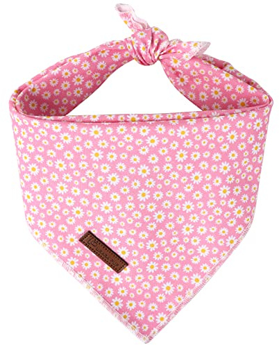 UP URARA PUP Summer Dog Bandana, Hawaii Bandana for Medium Large Dog, Cute Pink Puppy Bandana, Cotton Adorable Pet Triangle Bid Scarf Kerchief for Girl Boy Dogs
