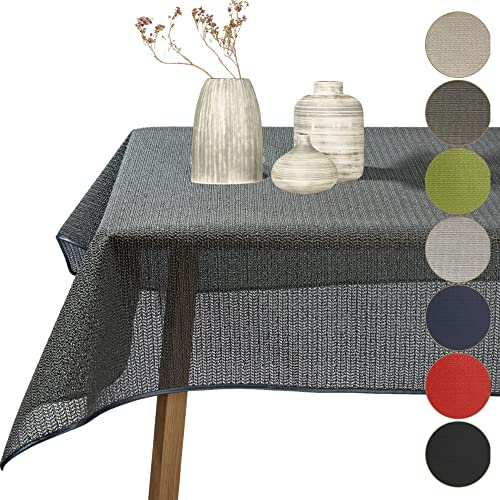 Cleanlevel EST 2016 Tischdecke Outdoor Wetterfest Abwischbar - Gartentischdecke rutschfest aus PVC Weichschaum, Tischschutz für Garten Balkon Terrasse (Dunkelgrau, 160cm Rund)