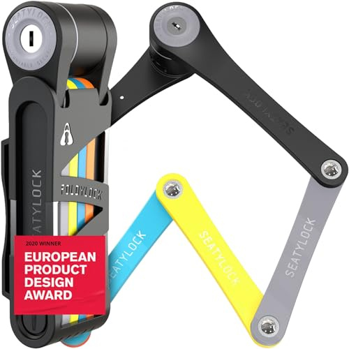 FoldyLock Compact Fahrrad Faltschloss – Patentiertes Testsieger Fahrradschloss mit Schlüssel und Halterung für Hohe Sicherheit – Leicht und Sicher für Ebike, e Scooter und Roller – 85 cm