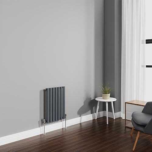 NRG 600x413mm Antracite Radiatore Orizzontale Ovale Pannello Bagno Designer Singolo Rad Riscaldamento Centr