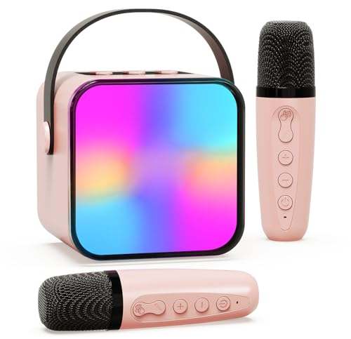 Beedove Microfono Bambini, Karaoke con Microfono per Bambini Adulti, Altoparlante Bluetooth con Microfono con Luci LED, Portatile Regali per Casa Festa Regalo di Compleanno Bambina