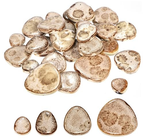 QUARKZMAN 100g Keramikmosaikfliesen für Bastelbedarf, Kieselbraune glasierte Keramikfliesen für Mosaiksets, Gartenschrittsteine, Untersetzer