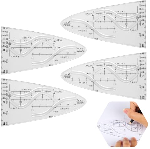 GHVACZS 4 Stück Parabelschablone, Parabelschablone Mathe, Schablone Einheitsparabel, Normalparabel Schablone für Studenten, Designer und Büroangestellte