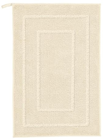 Kleine Wolke Badteppich NICO Sandbeige 50 x 80 cm | Rutschhemmende Unterseite, für Fußbodenheizung, maschinenwaschbar, 100% Polyester