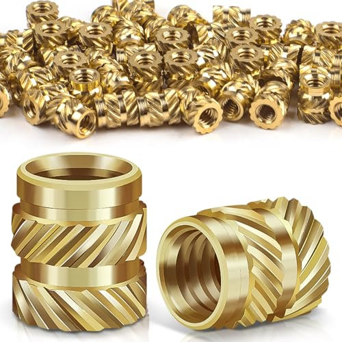 Caianwin 50PCS Thread Insert M2 Brass Heat Set Insert for for Plastic and 3D Printing Components - Brass Metric Knurled Nuts