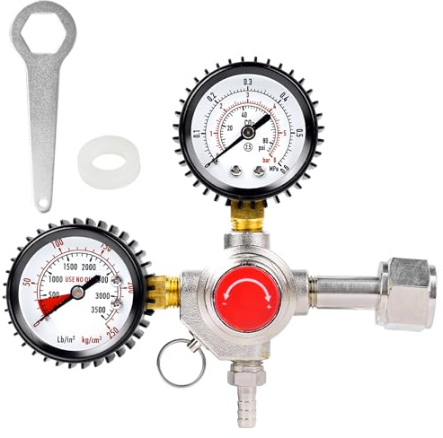 CO2 Druckregler Dual Manometer Für Bierbrauen Biermaschinen Verstellbarer Druckminderer Mit Hochpräzisen Messgeräten Professionelles Brauzubehör Homebrew Beer Keg System Kit