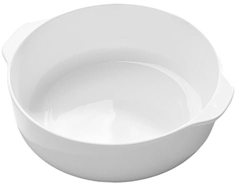 KICHOUSE Pirofila Ceramica Bianca Alta Resistenza Con Doppia Maniglia Teglia Da Forno Per Cibi e Cottura Resistente Microonde e Lavabile Per Arrosti e Insalate