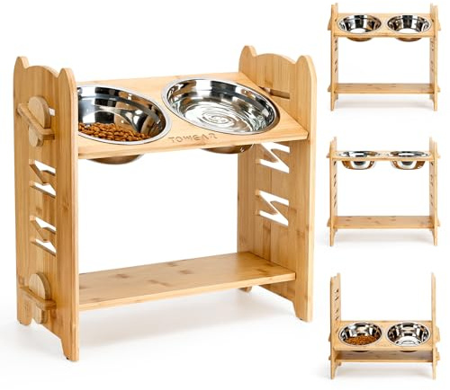Raised dog Bowl 9 Level Adjustable,2 Stainless Steel Bowls,For large dog