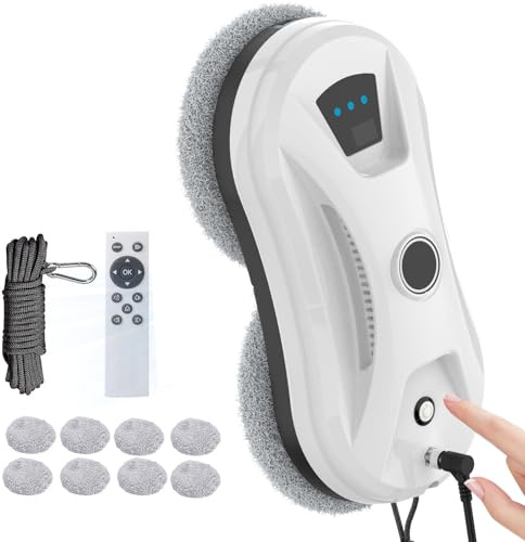 Robot per la pulizia delle finestre, 5600Pa, robot per finestre con getto d'acqua automatico, robot con sistema di rilevamento intelligente dei bordi, per finestre interne ed esterne, 10 stracci