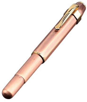 Uqezagpa Refillable Brass Fountain Pen Compact Retro Pocket Friendly Metal Construction Perfect For Journalists Writers Students Retro Metal Fountain Pen