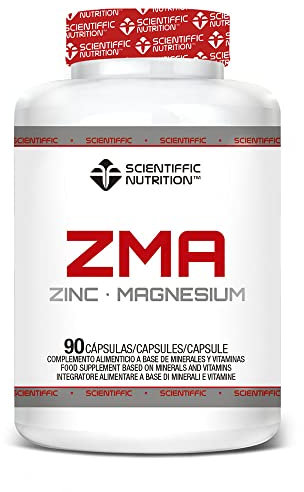 Scientiffic Nutrition - ZMA, Suplemento Deportivo con Zinc, Magnesio y Vitamina B6, Aumenta los Niveles de Testosterona y el Factor de Crecimiento Favoreciendo a la Fuerza - 90 Cápsulas.