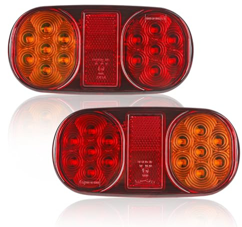 AOHEWEI 2Pcs LED Trailer Tail Lights Truck Rear Lights Brake Lamp 12V Indicator Stop Lighting Waterproof for Truck Lorry Caravan Van or Tractor
