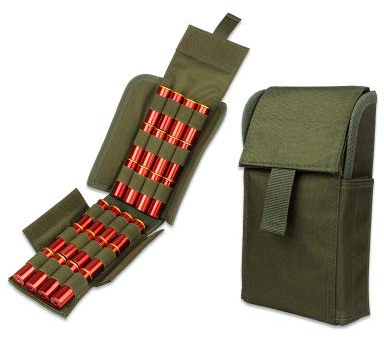 Gexgune Jagd 25 Runde 12GA 12 Gauge Munition Shells Reload Magazin Aufbewahrungstaschen Tasche Bandelier Bullet Holder Taktische Airsoft Kit （Grün）