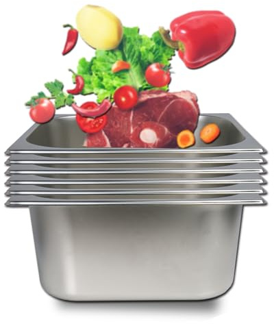 Hakka 1/2 Half Size Hotel Pans 6inch Deep Stainless Steel Steam Table Pans 6Pack Commercial Gastronorm Catering Food Containers for Restaurant, Hotel, Buffet,Chafing Dishes