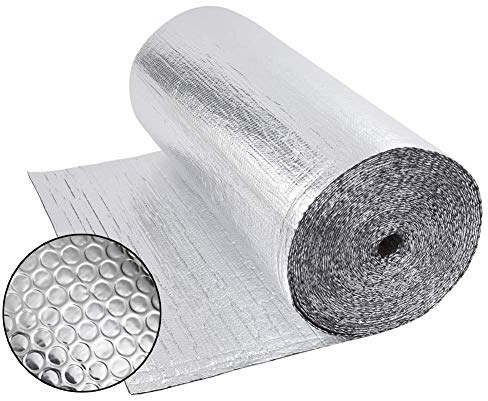 Dripex Aluminisierte Isolierfolie Dämmfolie Doppelte Alu-Luftpolsterfolie Dachisolierung 3-4mm Isolierungsfolie Wärmehaltung (1.0x15m - 15㎡)
