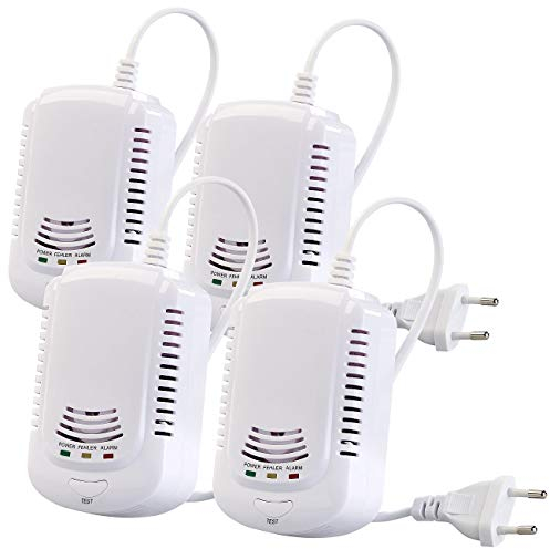 VisorTech Gaswarnmelder Erdgas: 4er-Set Multi-Gasmelder für haushaltsübliche Gase, mit 3 LEDs, 85 dB (Gaswarnanlagen, Gaswarner)