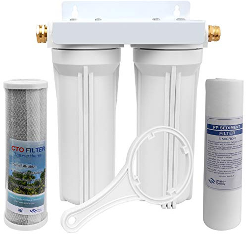External RV Dual Water Filter System for RVs Boats Motor Homes Marines,Included Two Fliters and Mounting Bracket