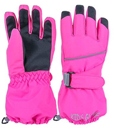 Ski Handschuhe für Kinder - wasserdichte und Winddichte Winterhandschuhe Warm Sporthandschuhe Snowboardhandschuhe für Outdoor-Sport, Fahrradhandschuhe Warme Handschuhe in Winter Rose M