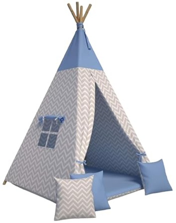 Best For Kids-Kinder Tipi Zelt Indoor | Spielzelt für Kinder mit weichen Kissen | Robustes Indianerzelt aus Baumwolle | Kinder Spielhaus | Einfacher Aufbau Tipi Zelt für Jungen & Mädchen