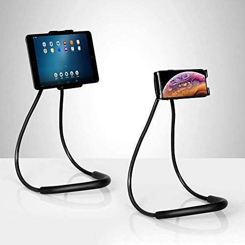 Cell Phone Neck Holder, Tablet Holder Stand Universal Phone Stand, Lazy Bracket, DIY Free Rotating Gooseneck Mounts (Black)