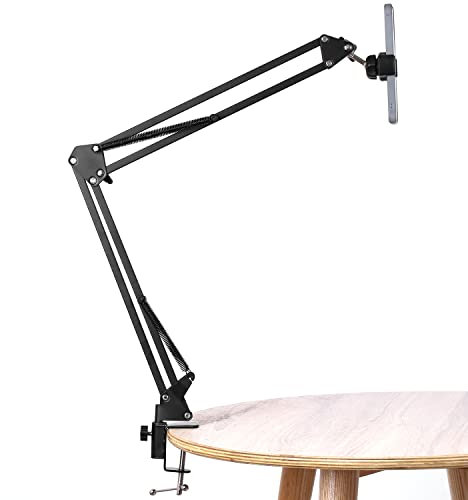 WANBY Overhead Phone Stand Articulating Arm Table Stand Mount Flexible 360° Rotation Cell Phone Clip Holder for All Smart Phone Microphone