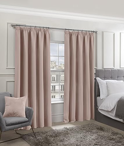 Emma Barclay – Blackout Curtains for Bedroom Living Room Thermal Insulated Woven Pencil Pleat Blackout Curtains Cali Collection (46” x 54” Inch)(Blush Pink)