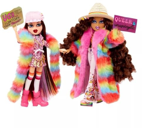 Bratz Pride Edizione Speciale Disegnate da JimmyPaul-ROXXI & NEVRA-2 Moda, Abiti, Poster, Accessori, Supporti per Bambole e Altro-Articolate-da Collezionare-età: 3+, Multicolore, 580324EUC