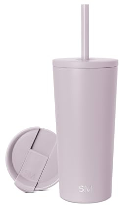 Simple Modern Insulated Tumbler Cup with Straw Lid and Flip Lid | Reusable Stainless Steel Water Bottle for Cold Brew Tea Iced Coffee Travel Mug | Classic Collection | 20oz | Lavender Mist