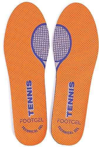 Footgel - Tennis sportsulor | Andningsbara, bekväma sportgelsulor för män och kvinnor, stabilisatorer, förhindrar skador, fotsmärta, knän och ländryggen | Storlek 42 till 47