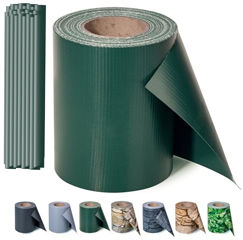 Zichaojia Sichtschutzstreifen Zaun 35 m x 19 cm inkl.20 Clips, PVC Sichtschutz Zaunfolie Sichtschutzstreifen Doppelstabmatten für Gartenzaun (35 m x 19 cm, Grün)