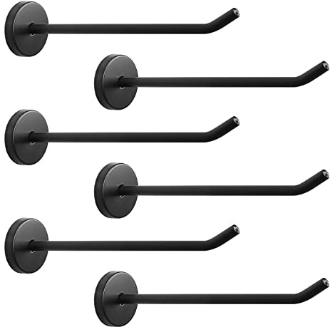 NearMoon Coat Hooks, Wall Mount Hooks for Hanging Hat Hurse Robe, 304 Stainless Steel Heavy Duty Towel Hangers for Bathroom Livingroom Hotel Kitchen Garage, 6 Pack (6 Inch, Matte Black)