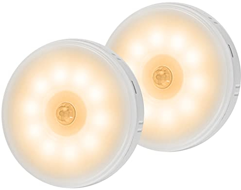 Biutee Lot de 2 veilleuses avec détecteur de mouvement, rechargeable par USB sans prise de courant, veilleuse LED à intensité variable pour couloir