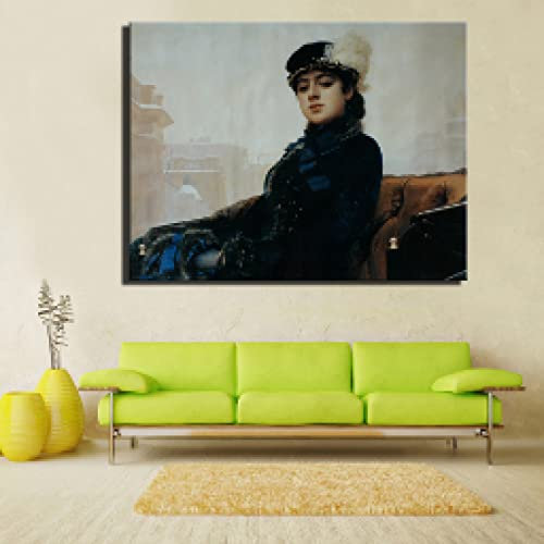 Russland Künstler Ivan Kramskoy DAS UNBEKANNTE MÄDCHEN Leinwanddruck Malerei Wohnkultur Wandkunst für Wohnzimmer Dekoration Geschenk 30x45cm rahmenlos