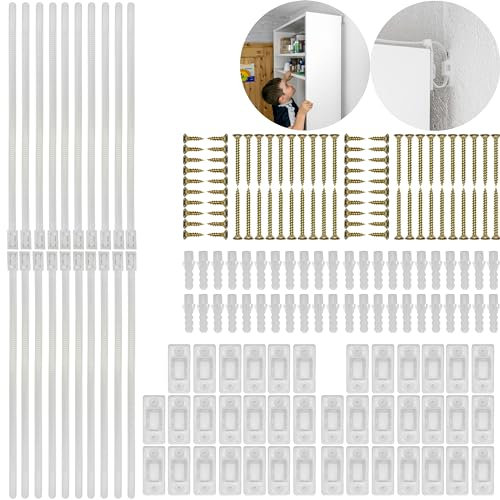 Kippsicherung für Regale, Kommoden und Schränke, 20 Pack, zum Schrauben, einfach zu aktivieren/deaktivieren, Schutz für Kleinkinder und Haustiere, Set mit Befestigungsmitteln, Kippschutz für Möbel