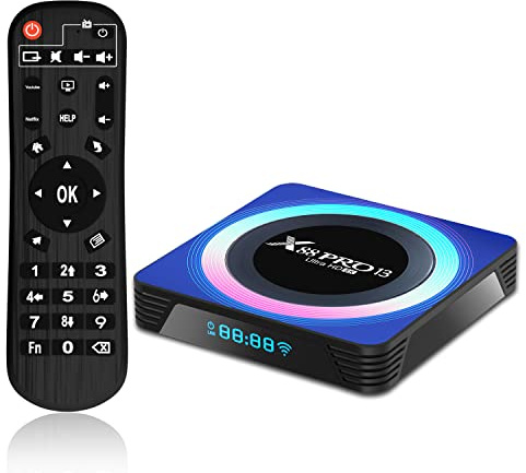 Android TV Box 13.0, X88 Pro 13 4 Go De RAM 64 Go De ROM RK3528 Quad-Core Cortex-A53 CPU, 2,4 Ghz/5 Ghz Dual Band Wifi6 8K/4K Résolution Ultra HD Bluetooth 5.0 Décodeur,4gb+64gb