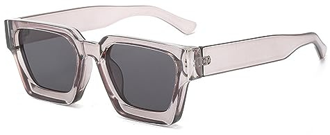 JCTAIFOO Lunettes de soleil rectangulaires vintage pour homme et femme - Rétro - Rectangulaire - Grande monture épaisse
